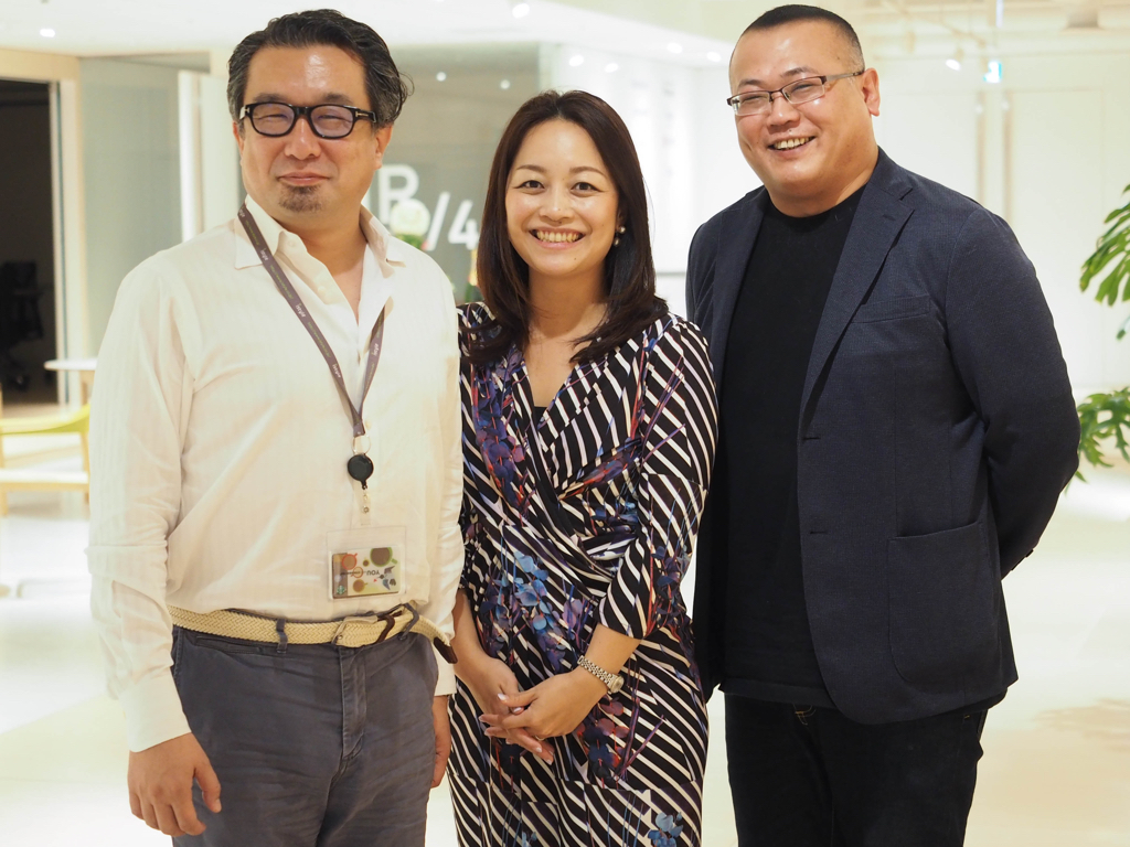 左からiSGS インベストメントワークス取締役の菅原敬氏、同取締役の佐藤真希子氏、同代表取締役の五嶋一人氏