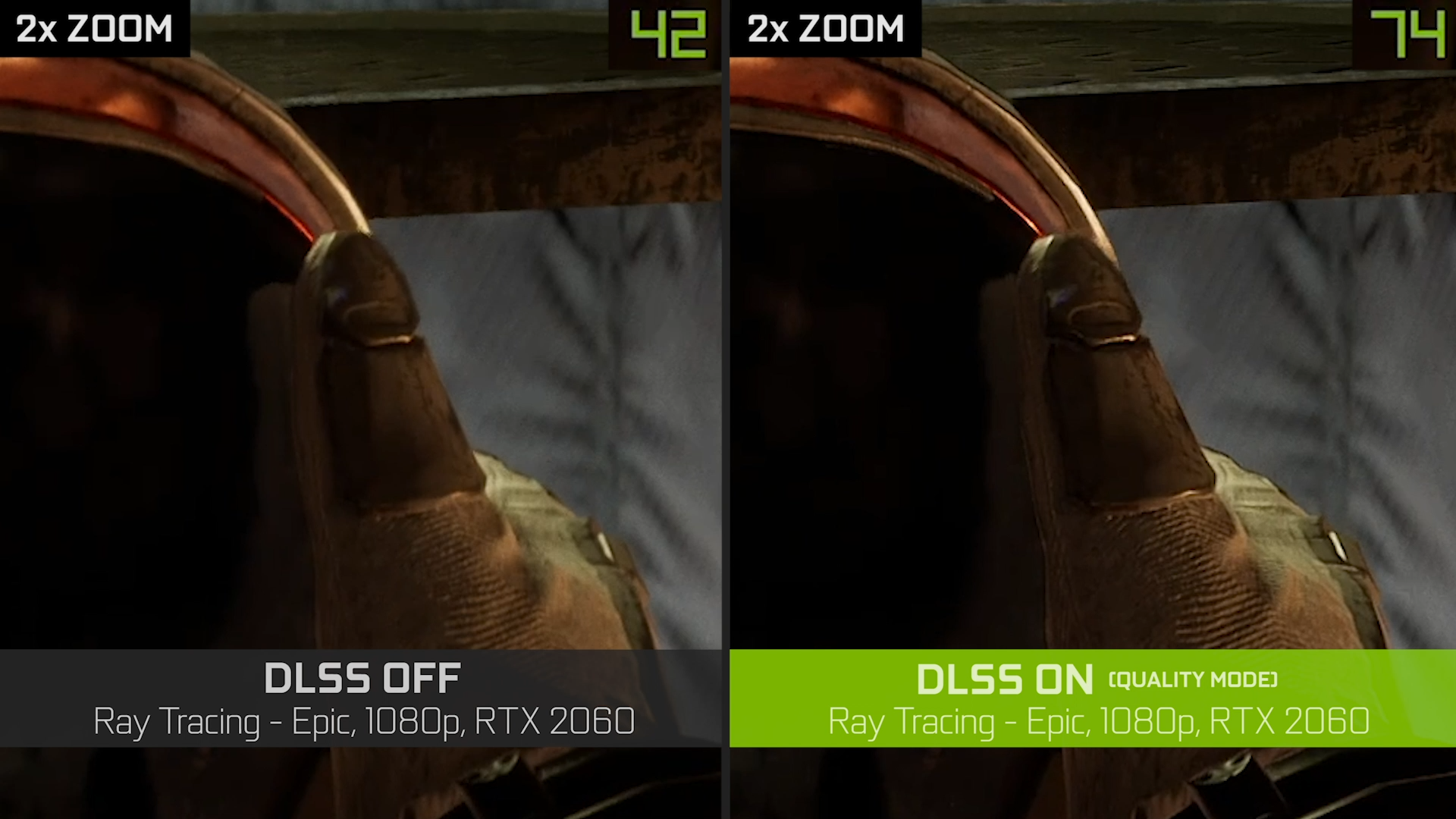 NVIDIA DLSSを有効にすることで、表現がシャープになっている