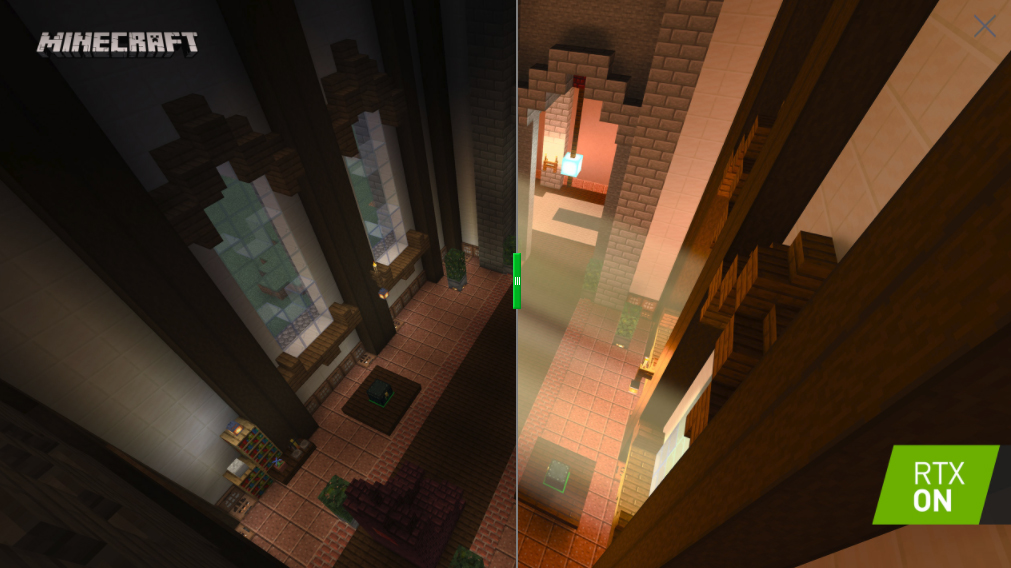 レイトレーシング対応のMinecraft with RTXのワンシーン。リアルな光の演出をゲーム内で実現